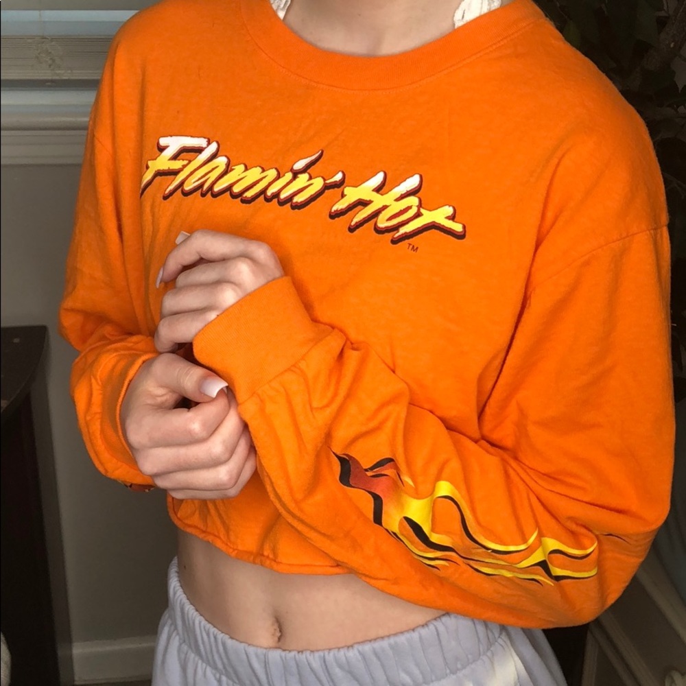 Orange Cheetos sweatshirt